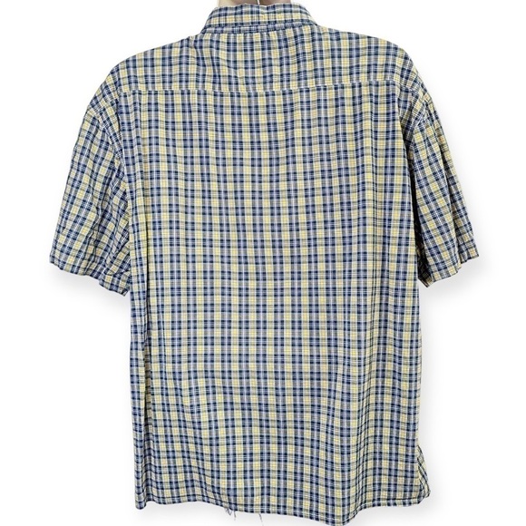 Pineapple Connection Blue Yellow Plaid Camp Shirt Size L - Picture 5 of 9